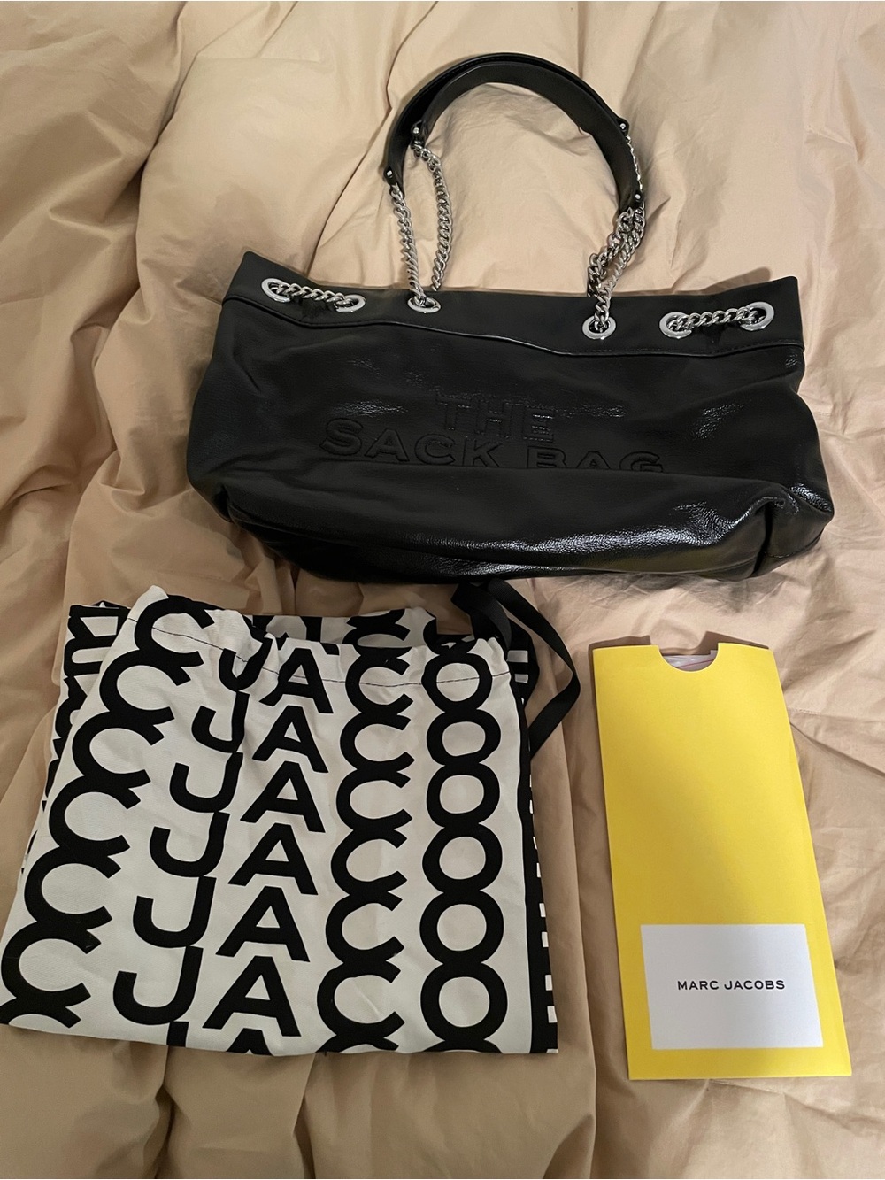 Marc Jacobs  leather the small chain sack Bag black with dustbag and paperwork.